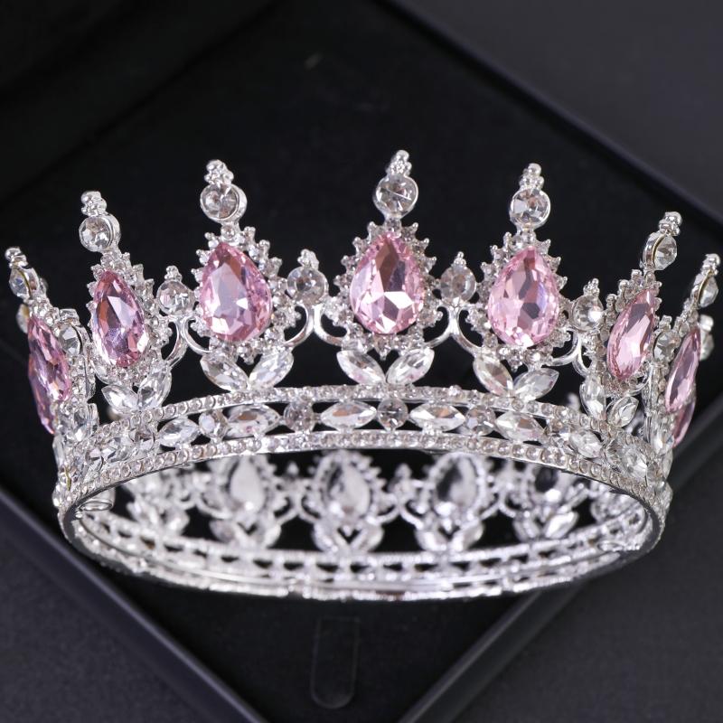 Diademi e Corone di Cristallo Rosa Diadema Corona Strass per Ballo di Fine Anno per Donne Accessori Capelli Sposa Matrimonio Gioielli Corona Tiara Regalo