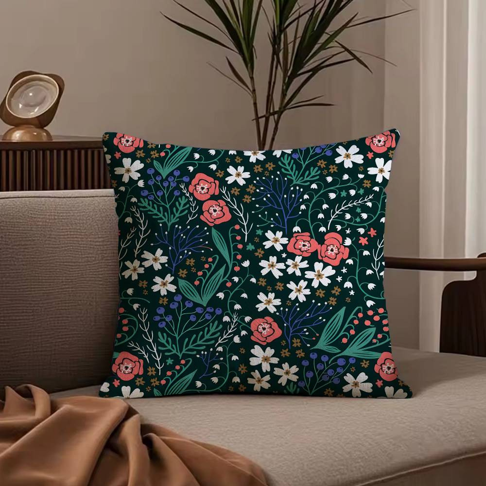 Art Sari Fabric Pillow Case Anti-dustmite Pillowcase Invisible zipper silky short plush Sofa cushion cover