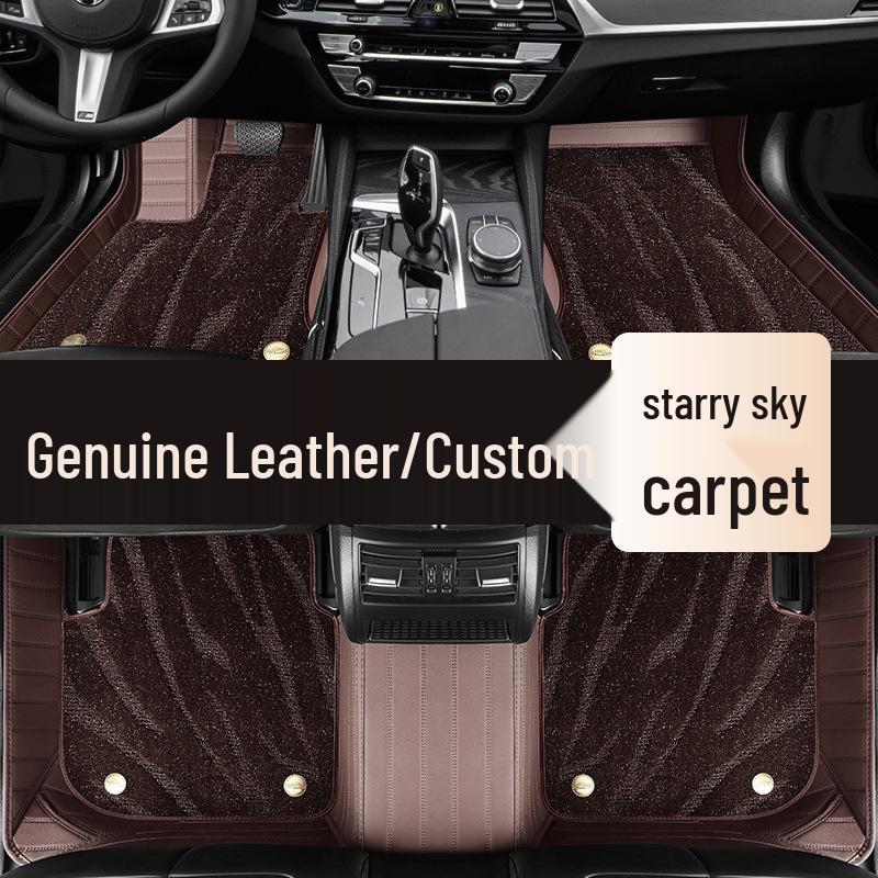 Full Coverage Genuine Leather Starry Sky Car Floor Mats - Double Layered for Thousands of Models