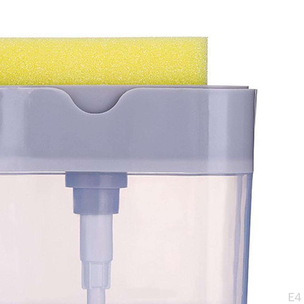 Compact Lightweight Soap Pump Dispenser with Sponge Scrubber Holder Tray for Cleaning Dishes, Bowls,