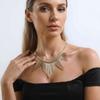 Multi Layer Geometric Necklace Charm Metal Chain Choker Punk Style Metal Line Necklace  Women
