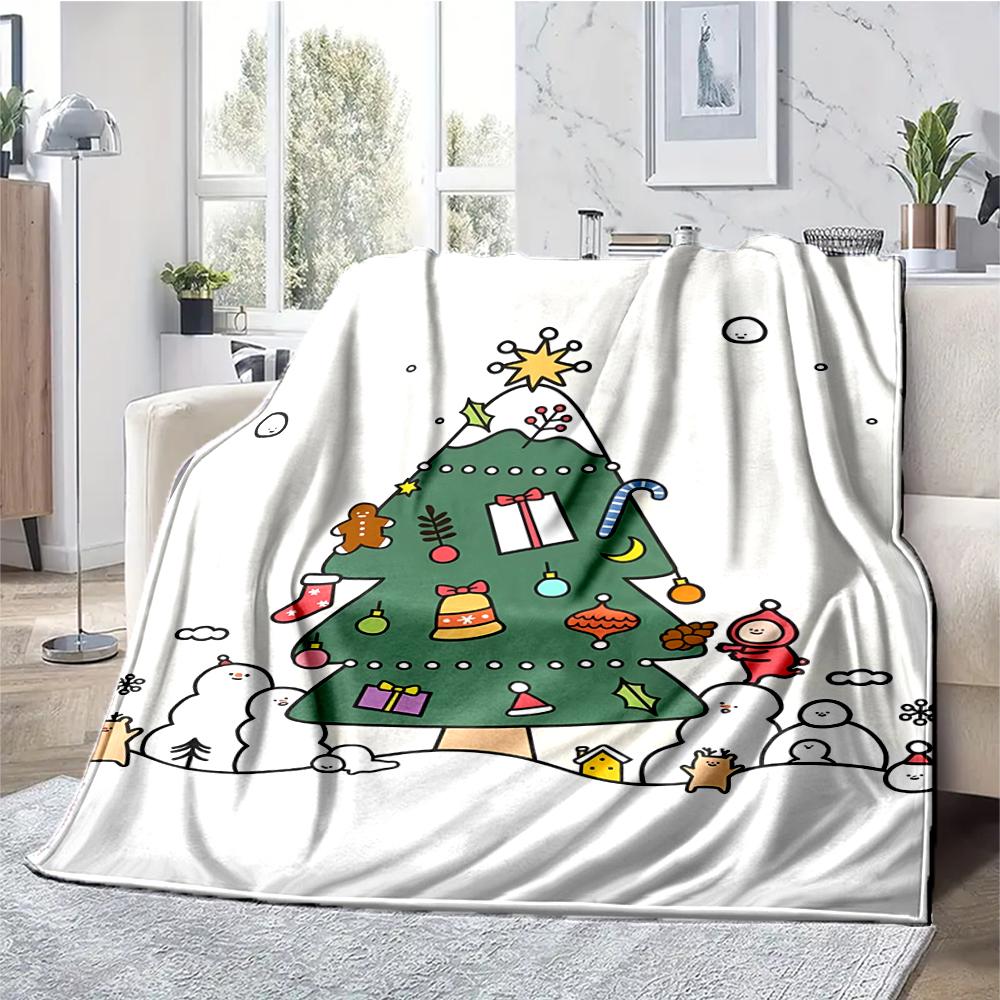Christmas tree Theme Printed Blanket - Perfect for Couch, Bed, Travel & Outdoor Use | Machine Washable, Cozy & Durable.