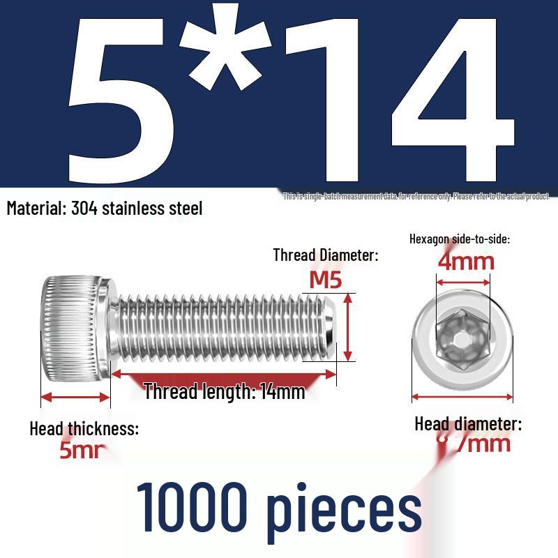 304 Stainless Steel Hex Socket Head Cap Screws, M2-M10, Extended Length