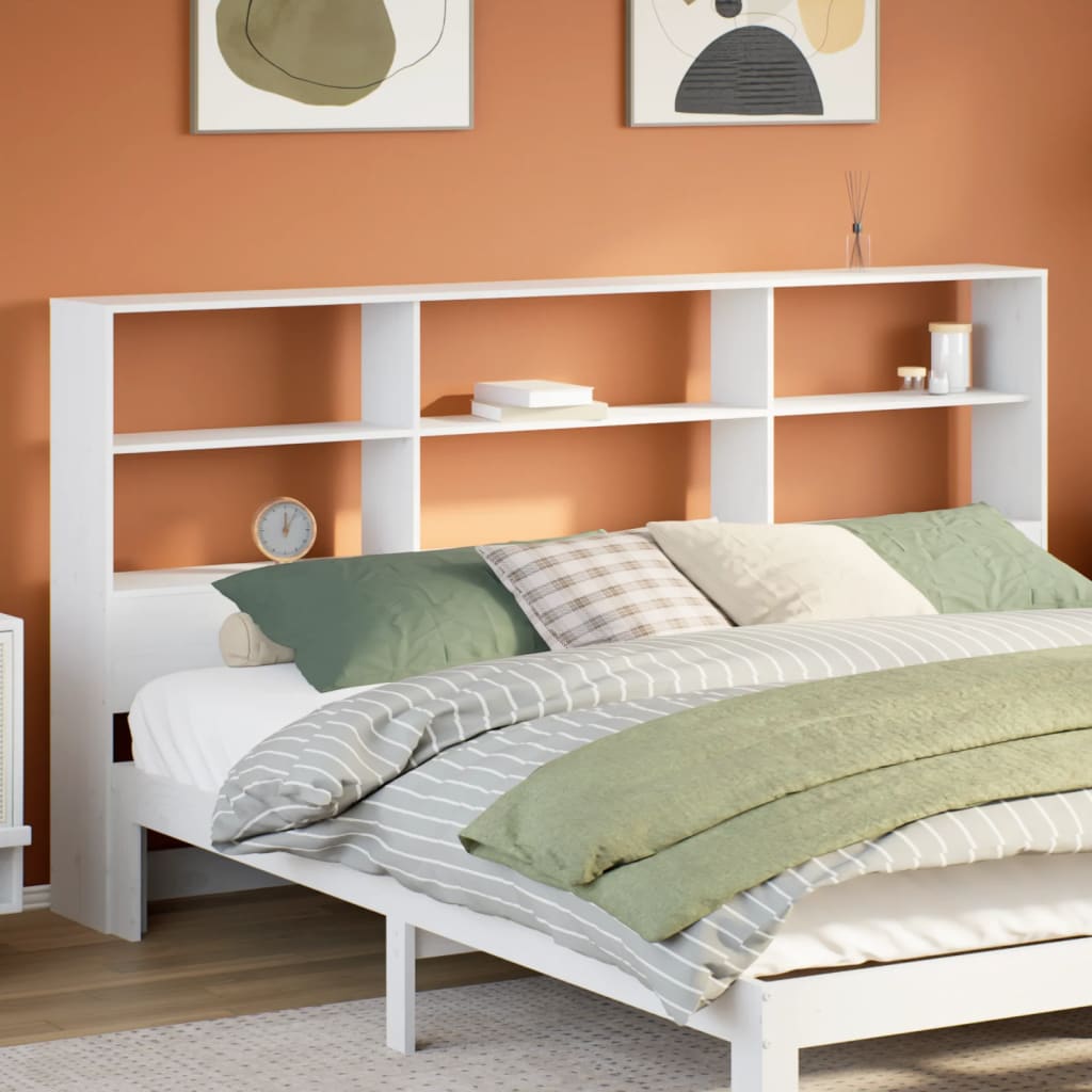 Headboard with Storage Space White 180 cm Solid Pine Wood