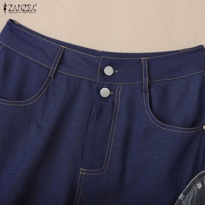 ZANZEA Women Summer Casual Lace Splice Short Pants