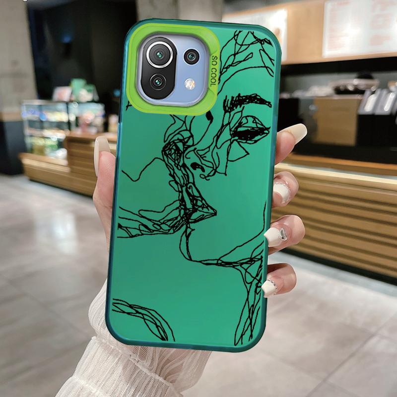 Smiling Face Case For Xiaomi Mi 11 Lite 5G NE 13T PRO 14T Redmi A5 A1 A2 9A Poco C71 Shockproof Hard Back Cover Line Art Sketch