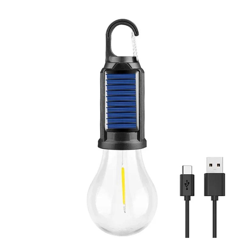 LED Lamp Bulbs Portable Camping Lights Outdoor USB Charging or Solar Powered Night Lights Waterproof Flashlight Essentials