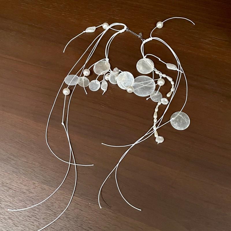 Elegant Bridal White Shell Pearl Necklace Wedding Dress Accessory