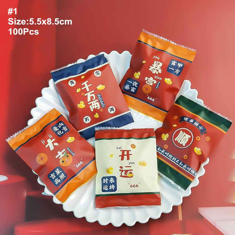 Chinese New Year Snowflake Crisp Biscuit Cookie Candy Packing Bags Manual Baking Packing Machine Sealing