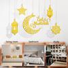 Eid Mubarak Pendant Decoration Star Moon Hanging Ornament Acrylic Mirror Ramadan Kareem Home Background Muslim Party Supplies