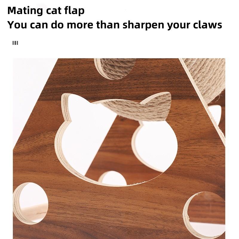 Ξύλινη μπάλα ξυσίματος γάτας από μασίφ ξύλο σιζάλ, παιχνίδι για γάτες, ξύσιμο, φυσικό, ανθεκτικό, ξύσιμο σανίδας σιζάλ για λείανση γάτας, αναρρίχηση με σχοινί σιζάλ