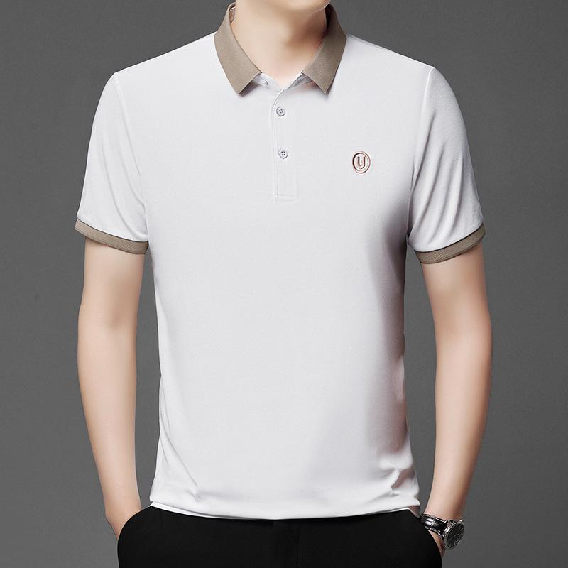 Men s Korean Style Slim Fit Embroidered Polo Shirt - Summer U-Neck, Short Sleeve, Casual Lapel Design 4XL