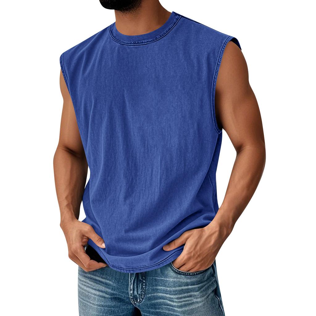 Herren Rundhals Used Look Oberteil Lässiger Komfort Weste