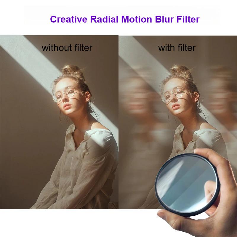 Special Effects Lens Filter Creative Radial Motion Blur Filter Produces Zoom & Ghosting Streak Effects for Photo Video 58mm