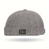 1pc Unisex Corduroy Beanie Cap - Solid Color, Lightweight, Snap Closure, Woven Polyester Fashion Hat for Spring/Autumn, Suitable for Thanksgiving