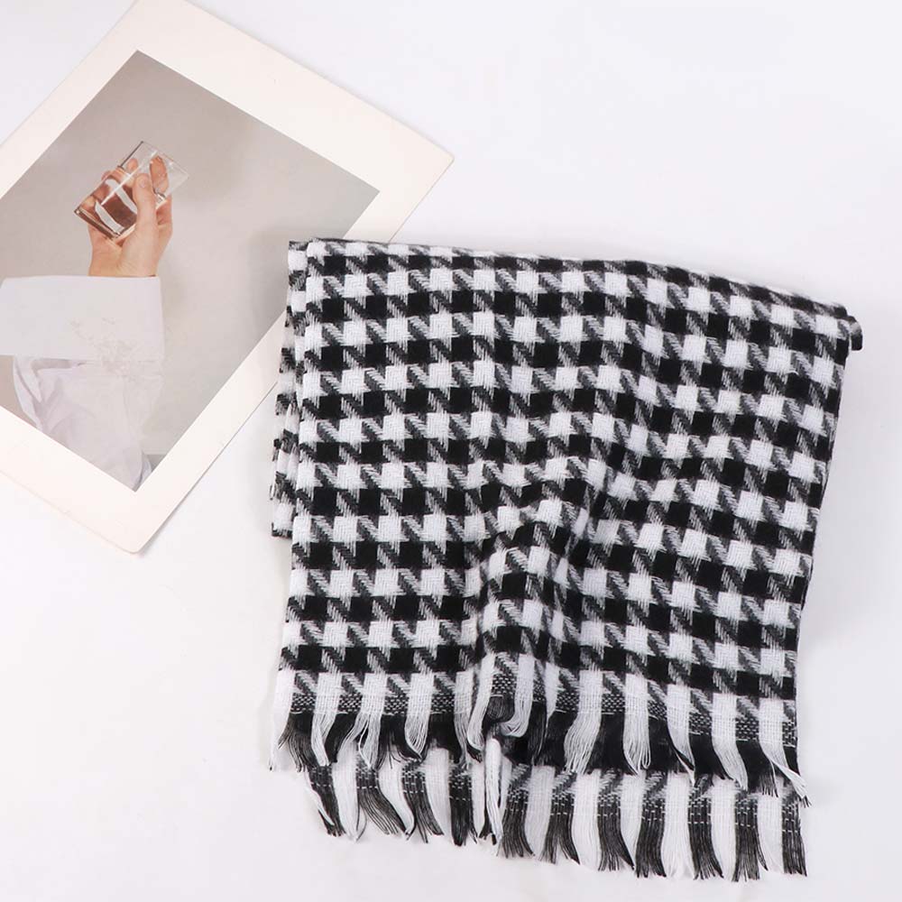 Plaid Y2K Checkered Scarf Korean Style Winter Cashmere Shawl Knitted Houndstooth Scarf  Women/Men