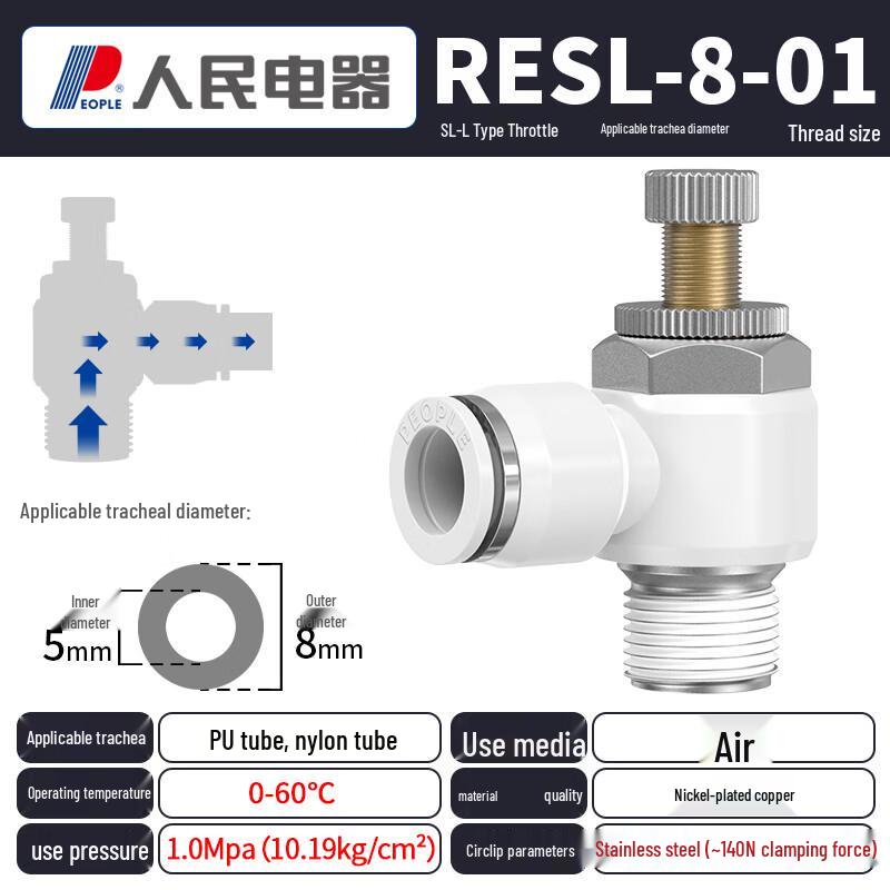 SL-L Type Air Pipe Pneumatic Throttle Valve Connector CN Plug (adapter Included)