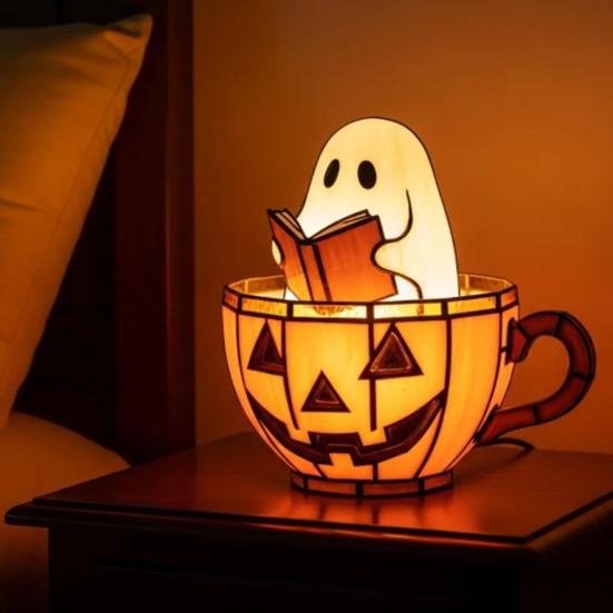 Ghost Bubble Bath Lamp Cute Ghost-Themed Night Light Color-Changing LED Mood Light for Bedside Bathroom Decor
