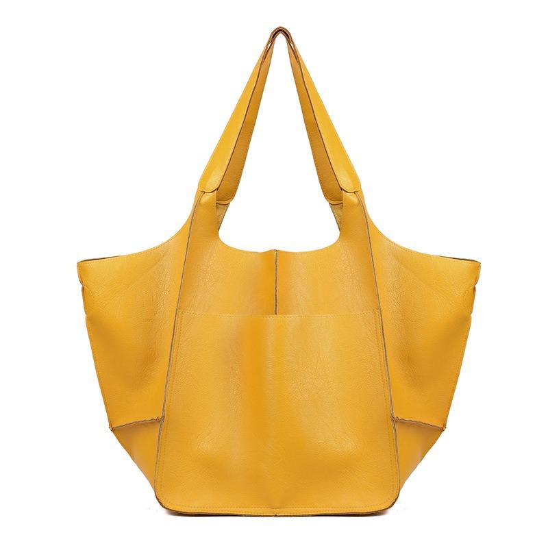 New Simple Wind Big Bag Soft Leather Large Capacity Shoulder Portable Tote Bag Wind Women's Bag