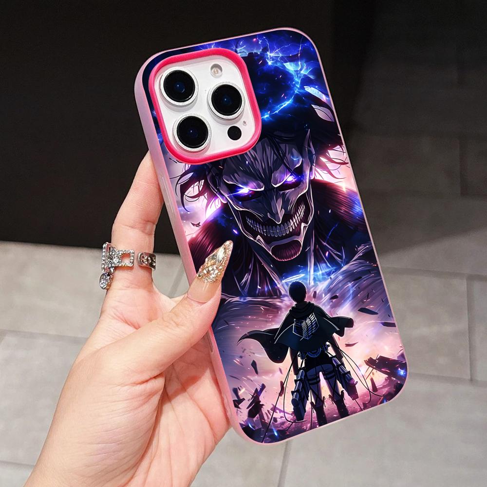 AOT Eren Yeager Jelly Double layer Rose Red Mobile Phone Case for iPhone 17 16 15 14 13 12 11 Air Pro Max Plus Protective