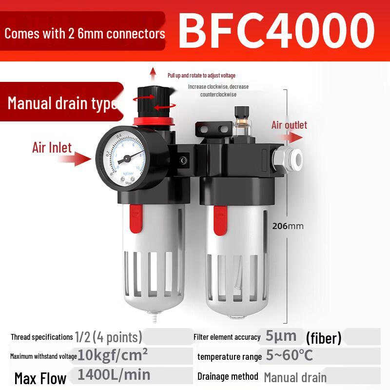 

Aokewen BFC4000 Air Filter Regulator Oil Water Separator