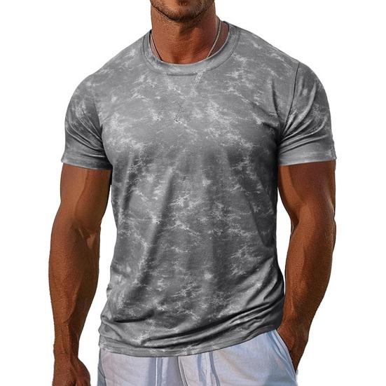 Men's Gym Muscle Tee Short Sleeve Round Neck T-Shirt Casual Printed Tee Shirt for Exercise Vacation Streetwear