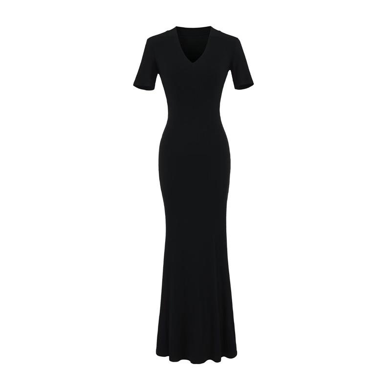 Элегантное облегающее платье-русалка с V-образным вырезом - Подчеркивающее талию, стройнящее летнее платье для женщин Small