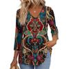Women's T Shirt Print 3/4 Sleeve Fashion Basic V- Neck Regular Top