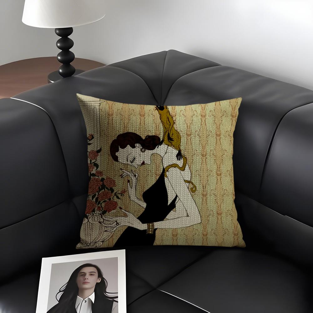 Strange Stories Cushion Cover Natural Linen Organic Fabric DoubleSided Printing Sofa Home Decor Gift Pillow Case