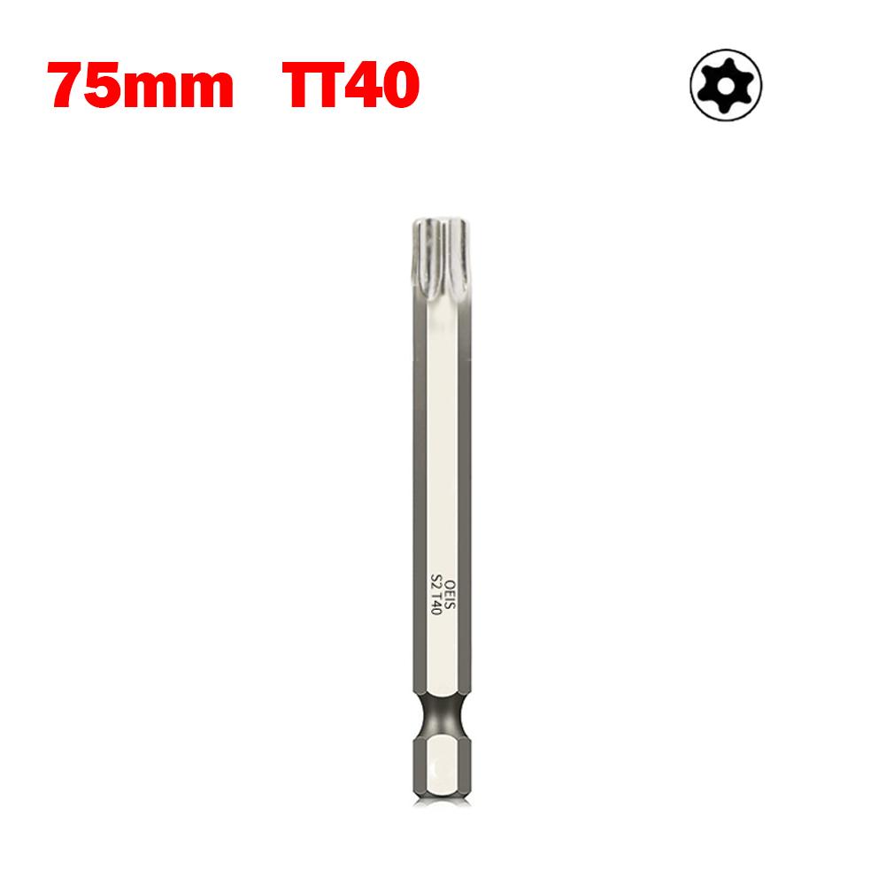 1pc 75mm Hollow Torx Screwdriver Bit 1/4 Inch Hex Shank Magnetic Head Screw Driver Bit Torx6T7 T8 T9 T10 T15 T20 T25 T27 T30 T35