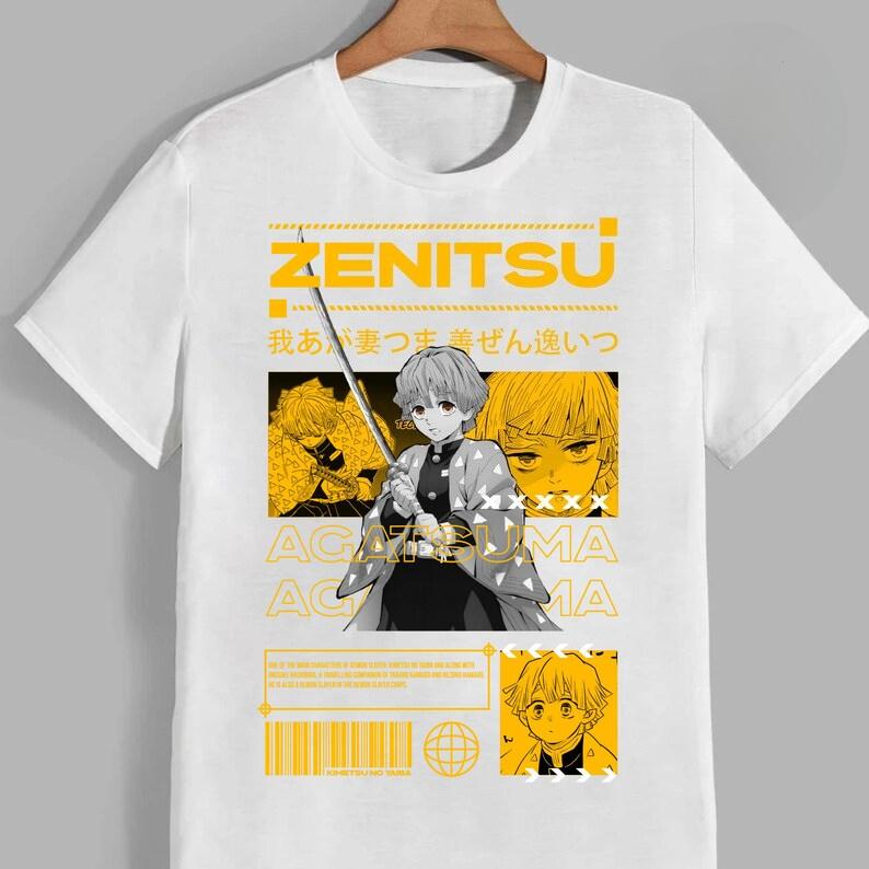 Anime Agatsuma Zenitsu Demon Slayer T Shirt Summer Cotton Men Women Tee Streetwear Casual Trendy Short Sleeve Couple Unisex