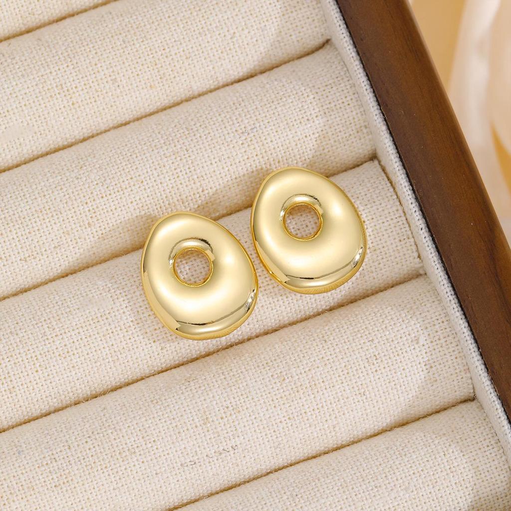 18K Polished Cute Bubble 26 Alphabet Stud Earrings - Minimalist Ear Jewelry