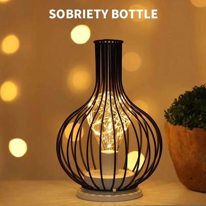 GGBingo DIY Creative Wine Bottle Decoration Night Light Nordic Iron Art Romantic Atmosphere Light Desktop Decoration Gift