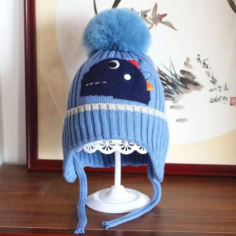Children's Knitted Woolen Hat Cartoon Cute Winter Baby Hat for Boys and Girls To Keep Warm and Protect Ears