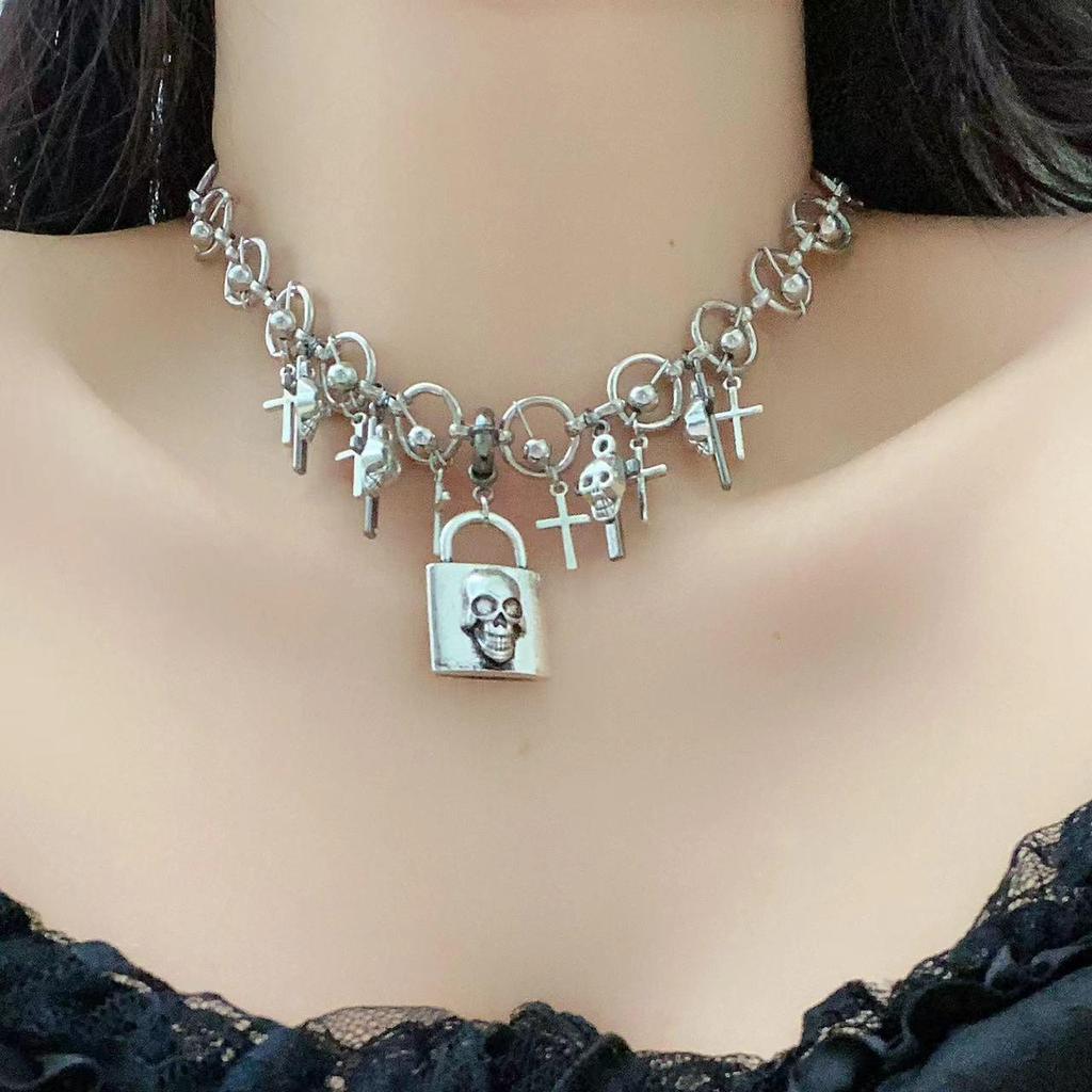 Y2K Spicy Girl Dark Star Leather Choker Necklace - Pure Desire Clavicle Chain