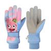 Yirenxing Kids' Winter Ski Gloves: Warm, Thickened, Waterproof, Cute Cartoon Design, Five-Finger Style for Boys and Girls.