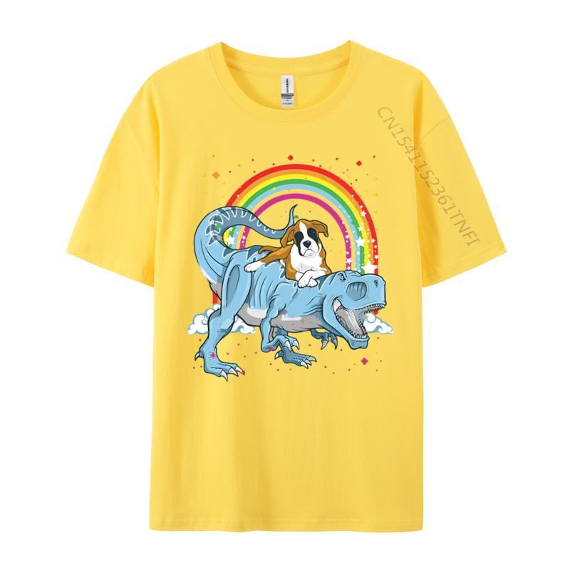 Boxer reitet Dinosaurier T Rex Hundeliebhaber T-Shirt Lustige Herren T-Shirts Baumwoll-T-Shirts Fitness Lustige T-Shirts Herren
