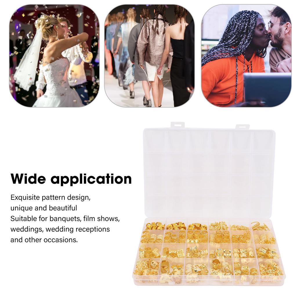 260pcs Hair Dreadlocks Rings Hair Braid Clips Alloy Braided Hair Accessory Set for Weddings Birthday Party Dance