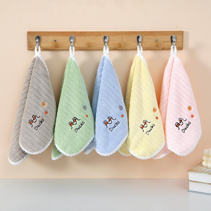 

Милые полотенца для рук, полотенца для ванной с петлей для подвешивания, микрофибра, коралловый флис, впитывающие, для кухни, ванной, спальни 1pcs разноцветный