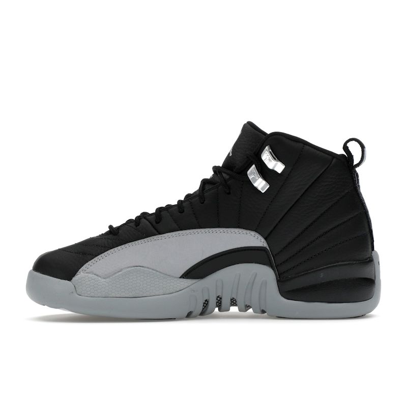 Air Jordan 12 Retro GS Barons Kids Sneakers Black Wolf-Grey White 153265-010