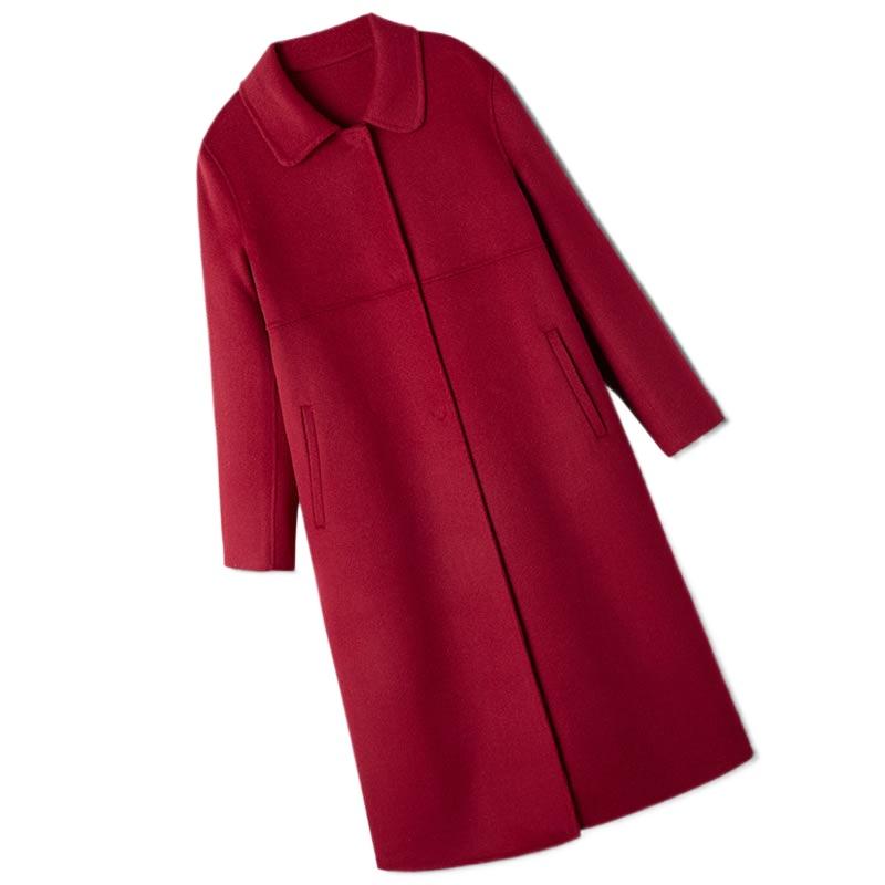 Autumn and Winter New Women's Long Doll Collar Double-sided Woolen Coat Is Thin and Large.
