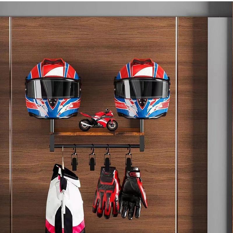 Hat Rack Wall Mount Storage Organizer Hat Rack Hat Organizer with 4 Clips Safety Hat Hanger Display Stand Wooden Storage Rack