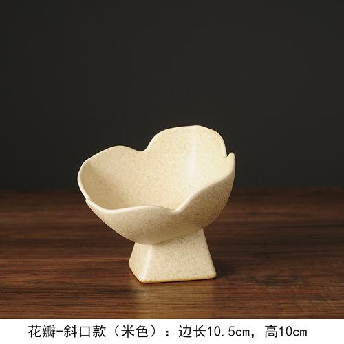Flower Shape Ceramic Plate Refreshment Tray Tall Feet Dessert Cake Pan Fruit Tray Decorative Plate Dried Fruit Snack Plates Dish
