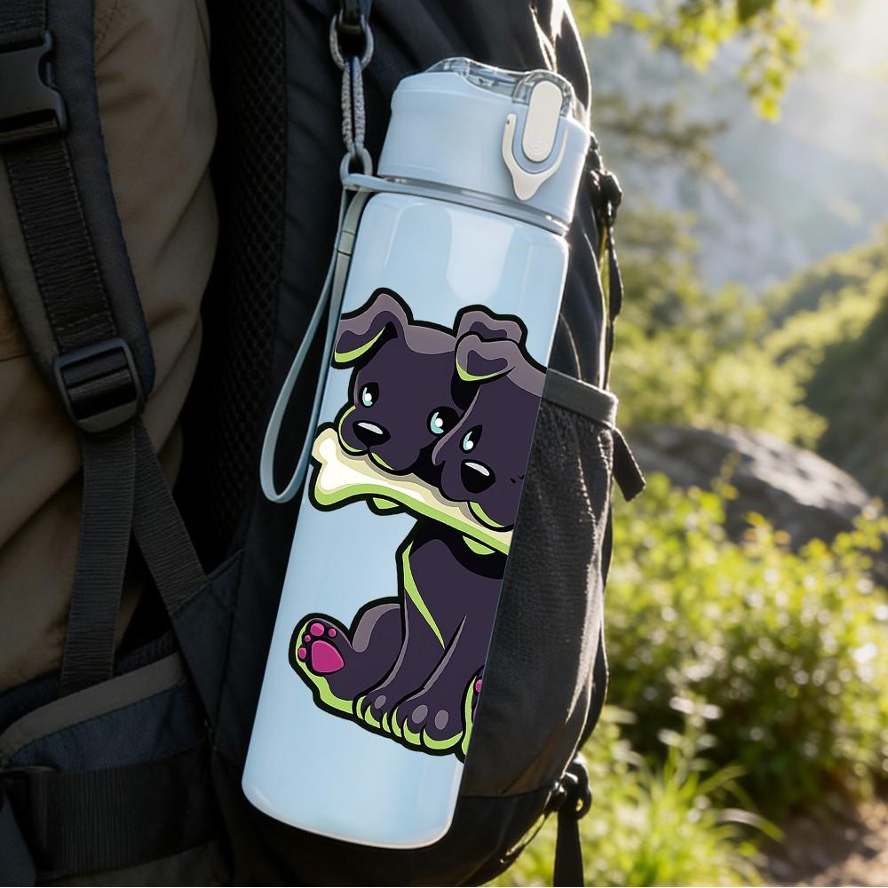 1PC Green Monster Funny Cartoon Print 750ml Color Plastic Sports Water Bottle Leakproof Flip Straw Lid Suitable for Sports Office Home Use
