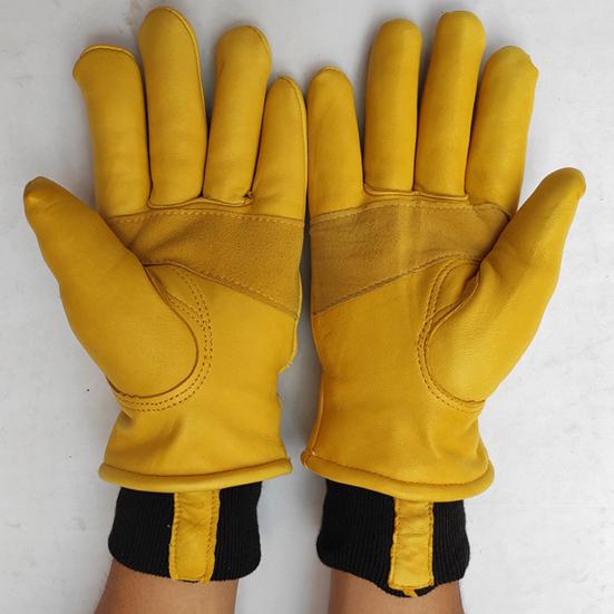 1 Pair Faux Leather Work Gloves Winter Waterproof Thermal Insulated Welder Gloves Fleece Lining Elastic Cuffs Warm Mittens