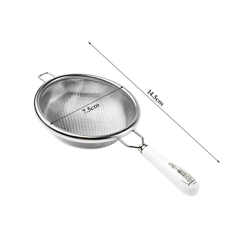 Tea Strainer Mesh Tea Infuser Filter Teapot Strainer with Ceramic Handle Fine Mesh Sieve Spice Strainer Tea Ceremony Accessories