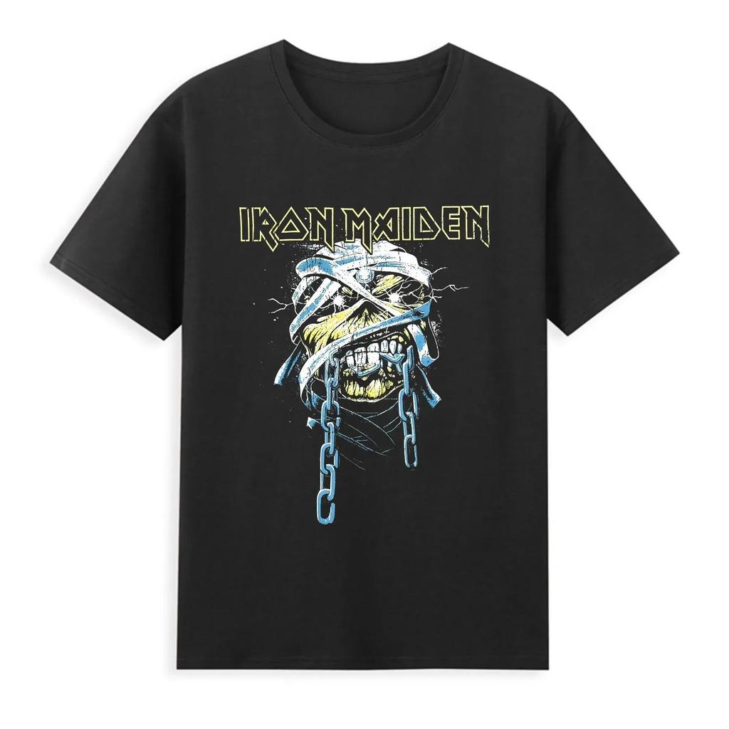2024 Men Iron T Shirt Casual Powerslave Head T-shirt Graphic Oversized Sports Tops Maiden Comfortable Streetwear 100% Cotton Tee