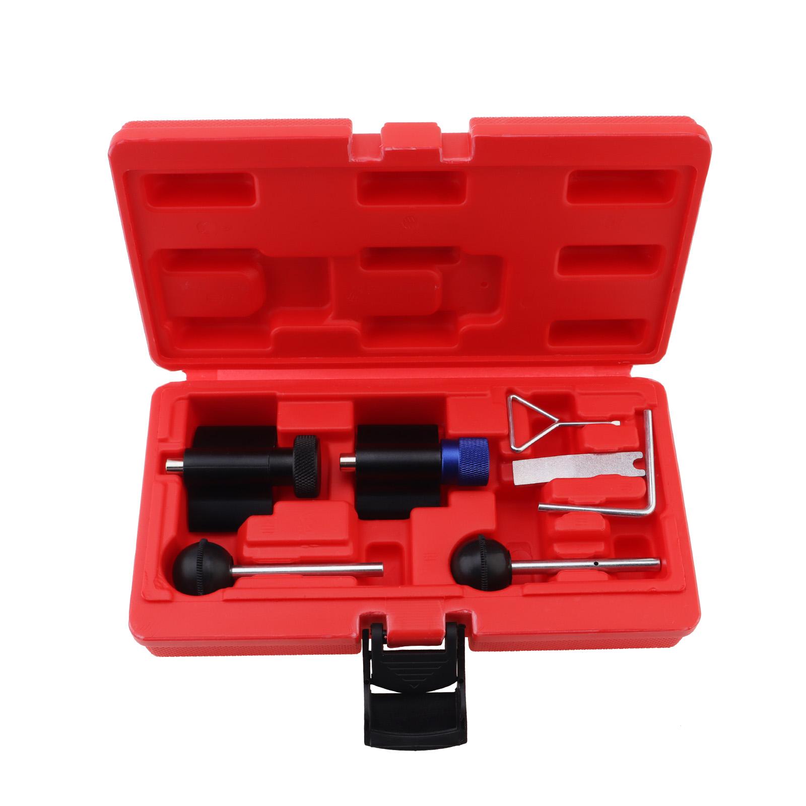 

Набор инструментов для регулировки фаз ГРМ, 7 шт., для двигателей с двумя распредвалами верхнего расположения, фиксатор положения коленвала, профессиональный класс, включает кейс для хранения