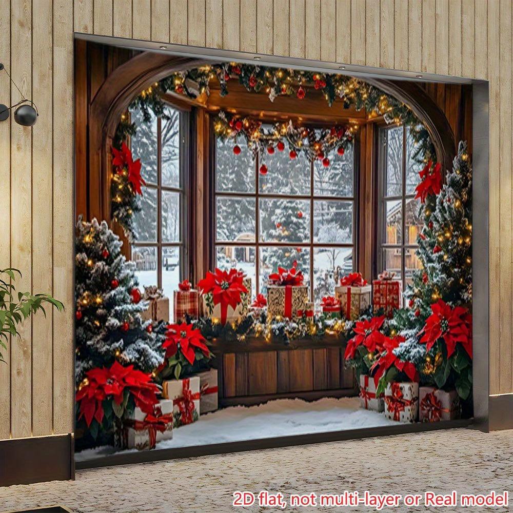 1Pcs Christmas Red Window Snow Scene Decoration Background Xmas Backdrop Decorations For Photo Studio Photo Booth Party
