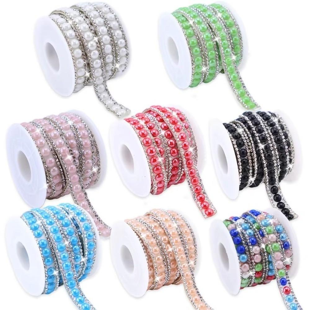 3 Metri Striscia di Cristallo Autoadesiva Lucida Catena di Perle Colorate Striscia di Strass Bling Decorazione per Borsa